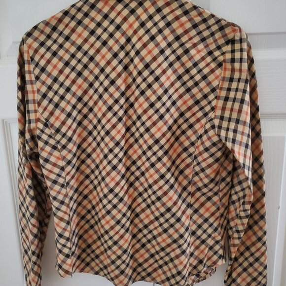 Daks London beige house check vintage 90s cotton shirt size 8 - Picture 2 of 4